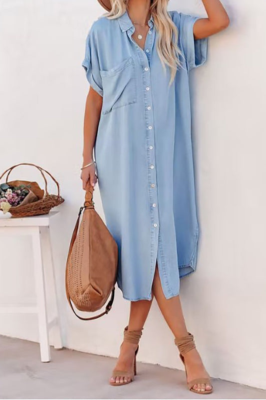 Denim button up dress